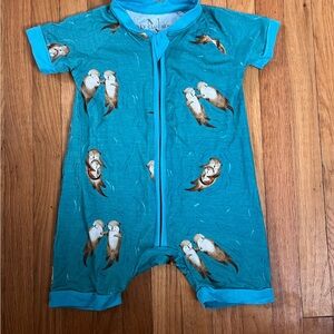 Nev Bamboo 3/6M Otter Print Shortie Romper